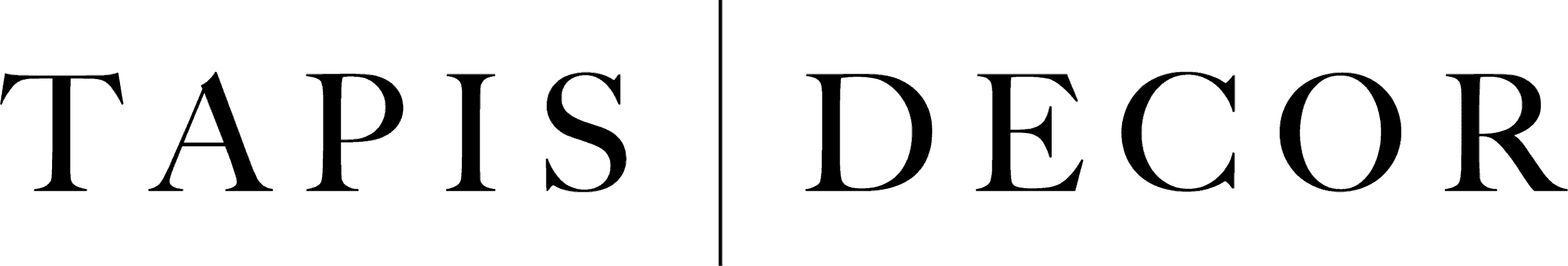 Black and white text logo that reads "TAPIS | DECOR" with a vertical line separating the two words. The font is bold and elegant.